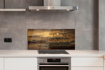 Painel de vidro Navio mar nuvens