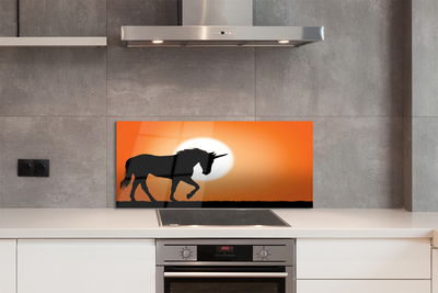 Painel de vidro Unicórnio do pôr do sol