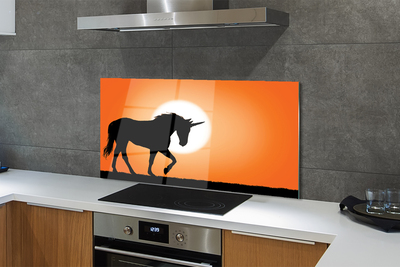 Painel de vidro Unicórnio do pôr do sol