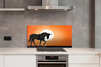 Painel de vidro Unicórnio do pôr do sol