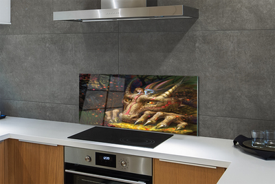 Painel de vidro Garota da floresta com cabeça de dragão