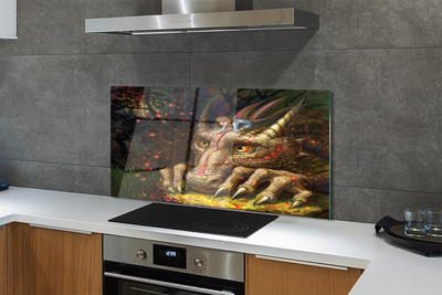 Painel de vidro Garota da floresta com cabeça de dragão