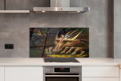 Painel de vidro Garota da floresta com cabeça de dragão