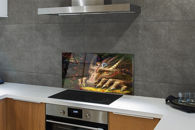 Painel de vidro Garota da floresta com cabeça de dragão