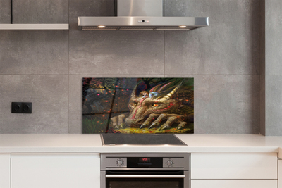 Painel de vidro Garota da floresta com cabeça de dragão