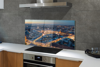 Painel de vidro Panorama noturno de Cracóvia