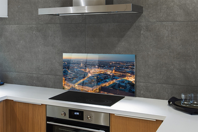 Painel de vidro Panorama noturno de Cracóvia