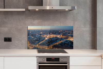 Painel de vidro Panorama noturno de Cracóvia