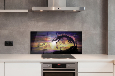 Painel de vidro Navios do mar dragão nuvens