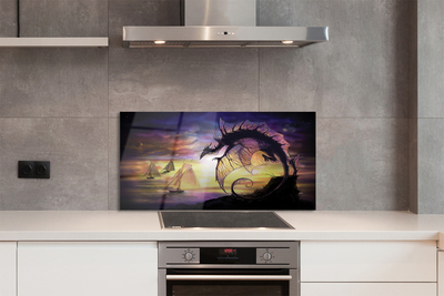 Painel de vidro Navios do mar dragão nuvens