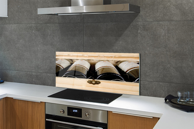 Painel de vidro Garrafas de vinho em uma caixa