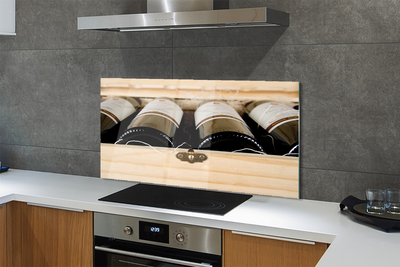 Painel de vidro Garrafas de vinho em uma caixa