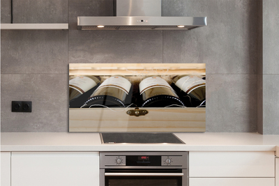 Painel de vidro Garrafas de vinho em uma caixa