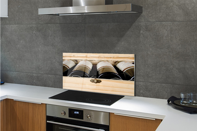 Painel de vidro Garrafas de vinho em uma caixa
