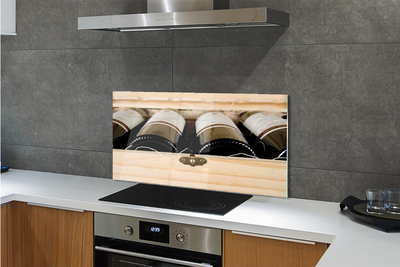 Painel de vidro Garrafas de vinho em uma caixa