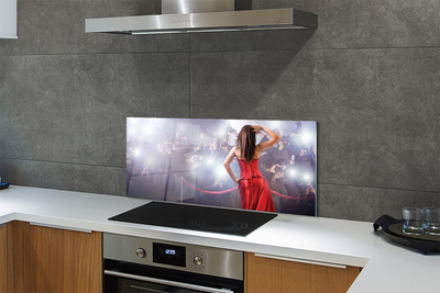 Painel de vidro Mulher vestido vermelho pessoas