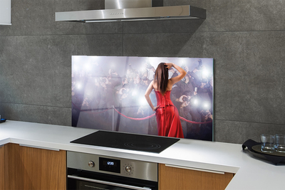 Painel de vidro Mulher vestido vermelho pessoas