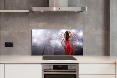 Painel de vidro Mulher vestido vermelho pessoas