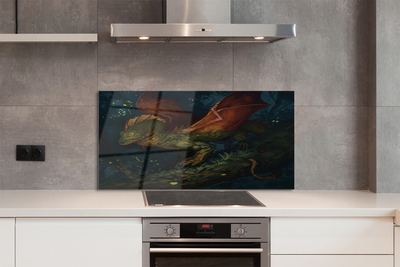 Painel de vidro Dragão verde na floresta