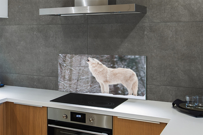 Painel de vidro Inverno na floresta dos lobos