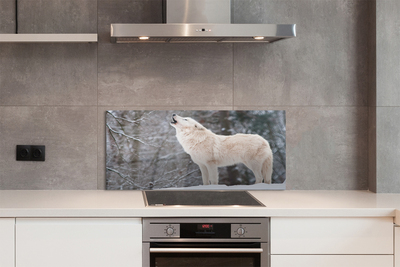 Painel de vidro Inverno na floresta dos lobos