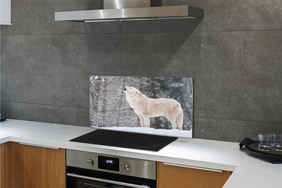 Painel de vidro Inverno na floresta dos lobos