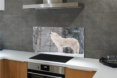 Painel de vidro Inverno na floresta dos lobos