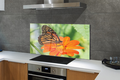 Painel de vidro Flor borboleta colorida