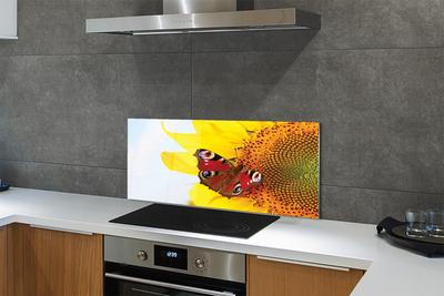 Painel de vidro Borboleta girassol