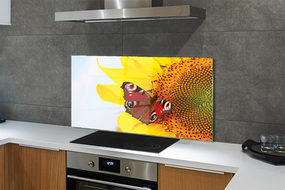 Painel de vidro Borboleta girassol