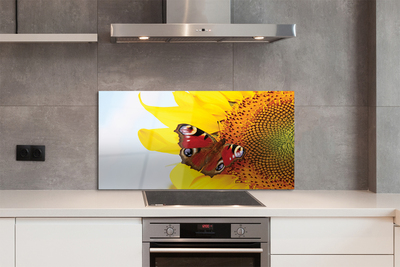 Painel de vidro Borboleta girassol