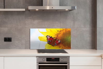 Painel de vidro Borboleta girassol