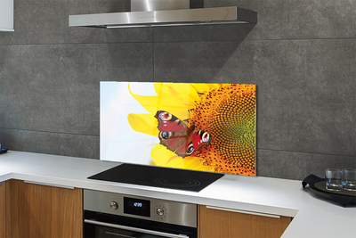 Painel de vidro Borboleta girassol