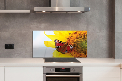 Painel de vidro Borboleta girassol
