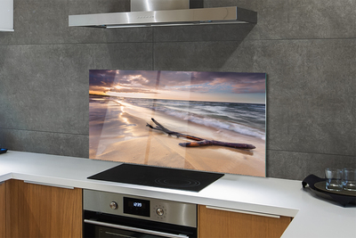 Painel de vidro Praia de Gdansk, pôr do sol no mar