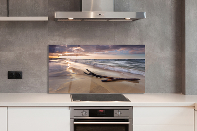 Painel de vidro Praia de Gdansk, pôr do sol no mar