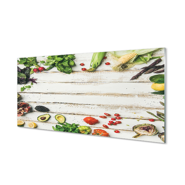 Painel de vidro Abacate, milho, espinafre