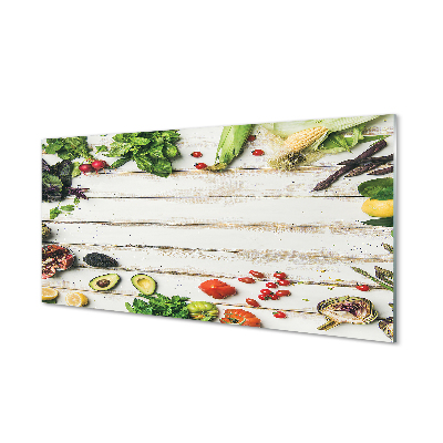 Painel de vidro Abacate, milho, espinafre