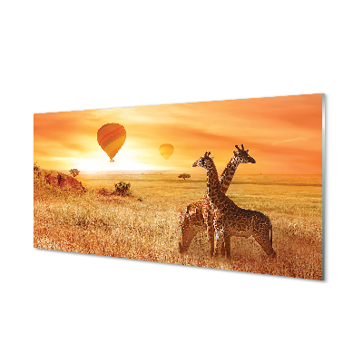 Painel de vidro Balões Girafa Sky