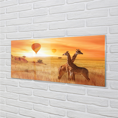 Painel de vidro Balões Girafa Sky