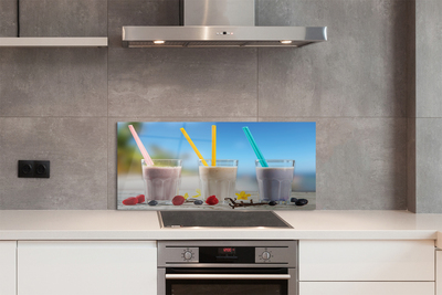 Painel de vidro Copo de coquetel com canudos coloridos