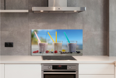 Painel de vidro Copo de coquetel com canudos coloridos