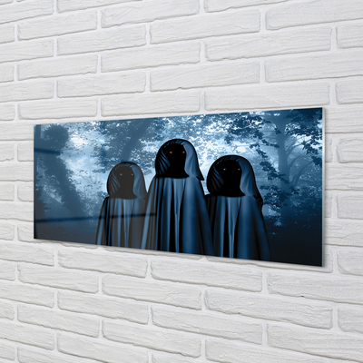 Painel de vidro Árvores da floresta figuras assustadoras