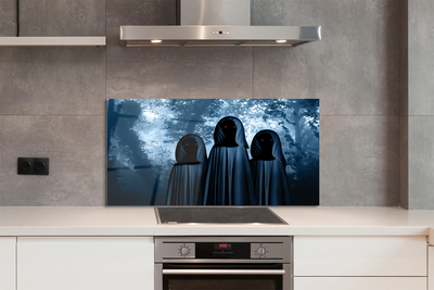 Painel de vidro Árvores da floresta figuras assustadoras