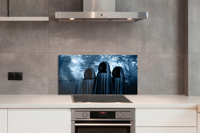 Painel de vidro Árvores da floresta figuras assustadoras