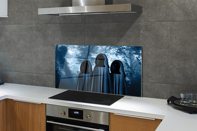 Painel de vidro Árvores da floresta figuras assustadoras