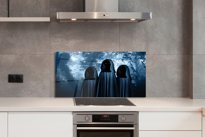 Painel de vidro Árvores da floresta figuras assustadoras