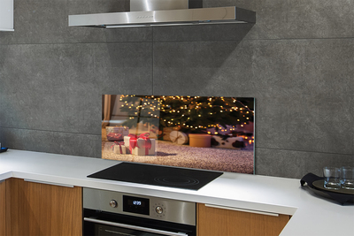 Painel de vidro presentes de árvore de natal