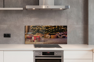 Painel de vidro presentes de árvore de natal