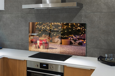 Painel de vidro presentes de árvore de natal